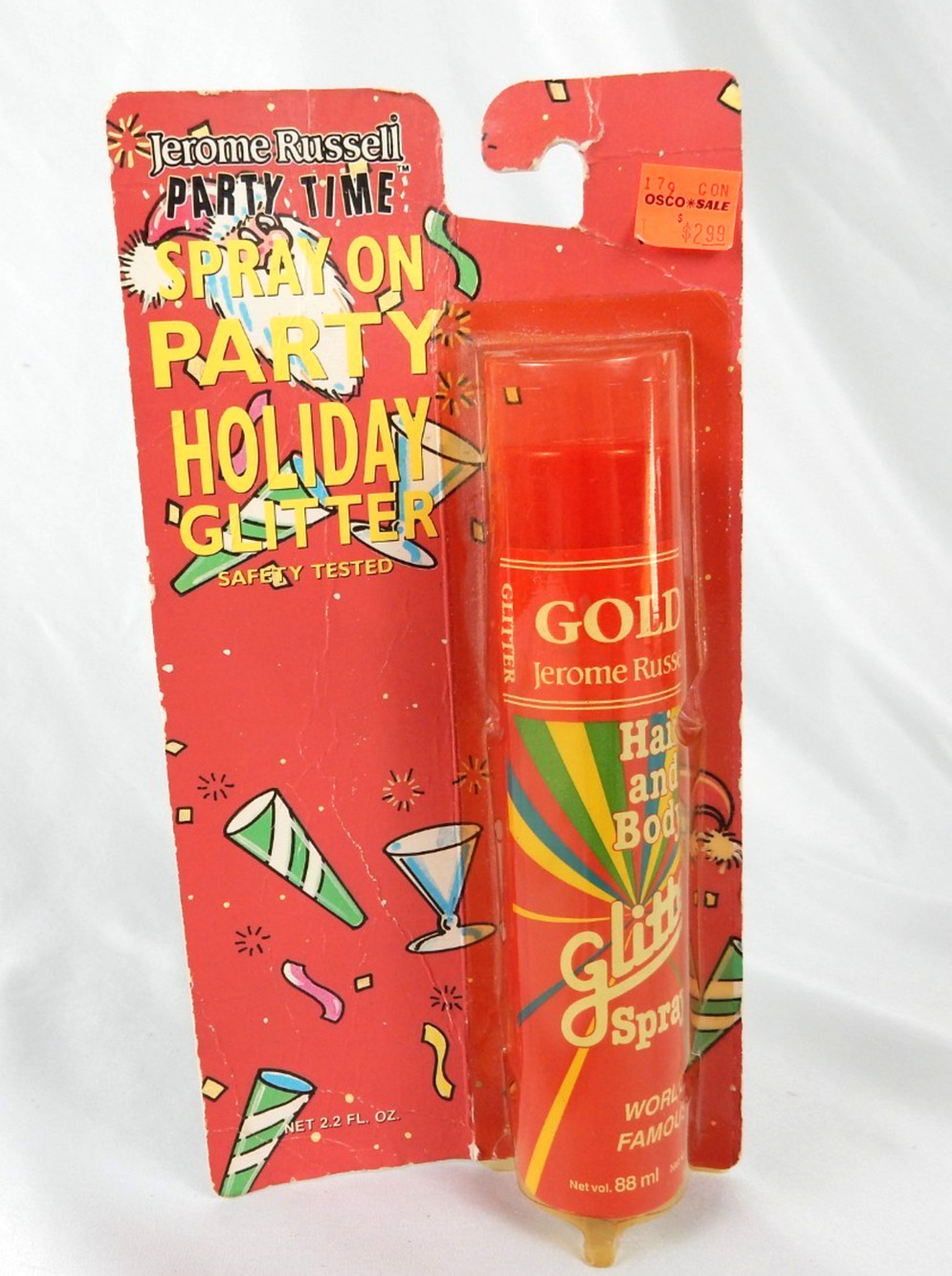 Vtg 1989 Jerome Russell Party Time Gold Glitter Spray Hair Body New Deadstock